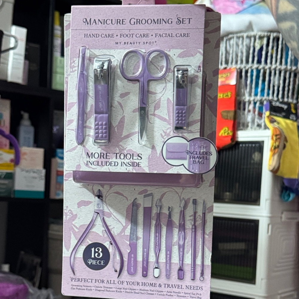 13pc Purple Manicure Grooming Set + Travel Bag
